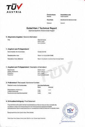 TÜV GUTACHTEN – Musteransicht (TÜV AUSTRIA)