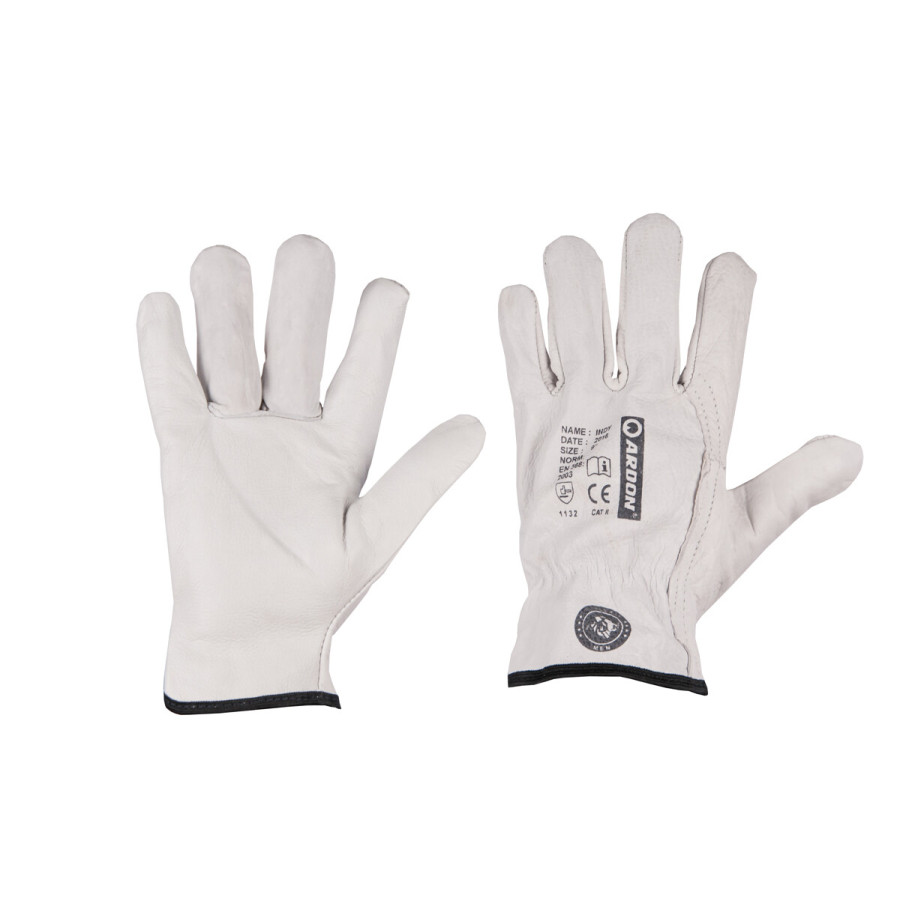 1 Paar Lederhandschuhe Arbeitshandschuhe Weiß Leder Profi Handschuhe ARDON INDY