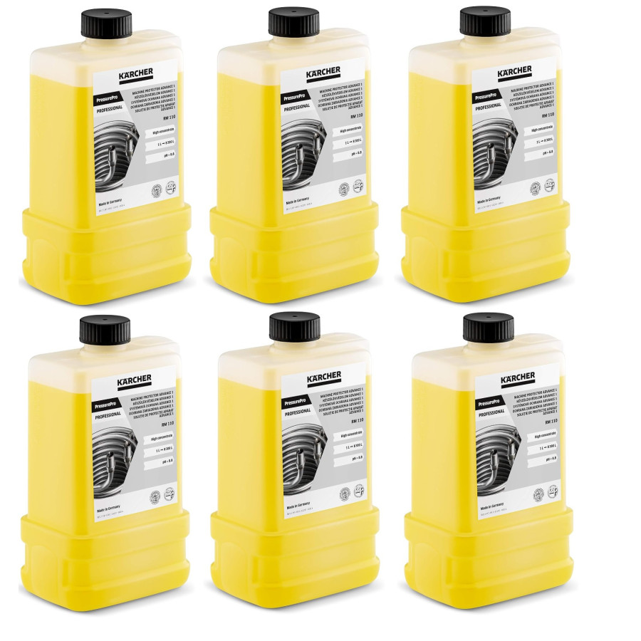 6 x 1 L KÄRCHER  RM 110 Reiniger Pflege Flüssigenthärter Systempfleger Neu