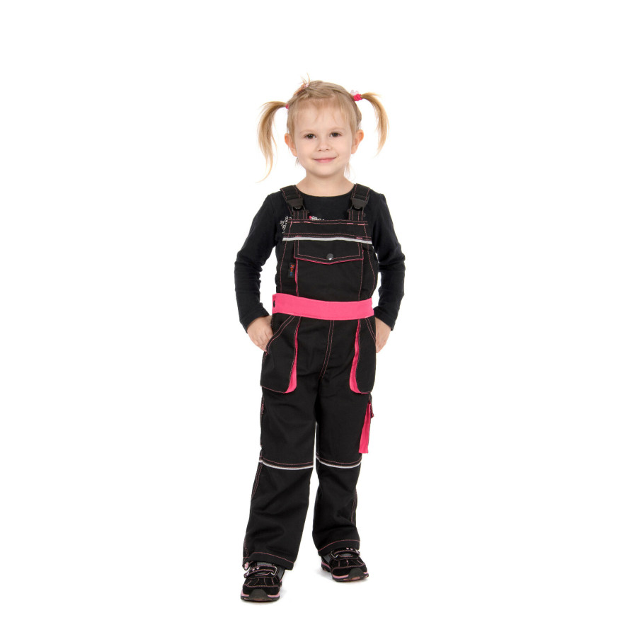 Latzhose Für Kinder Kinderlatzhose Kinderhose Arbeitshose schwarz pink NIZO B