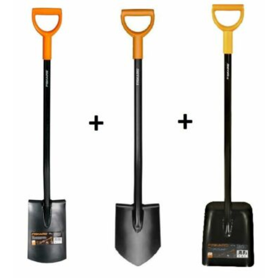 Fiskars 131413 SPATEN + Fiskars 131403 GARTENSPATEN + 132403 SCHAUFEL Solid Set 
