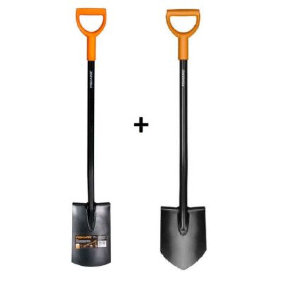 Fiskars 131403 RUND Gärtnerspaten Solid & Fiskars 131413 Gärtnerspaten SPITZ Set