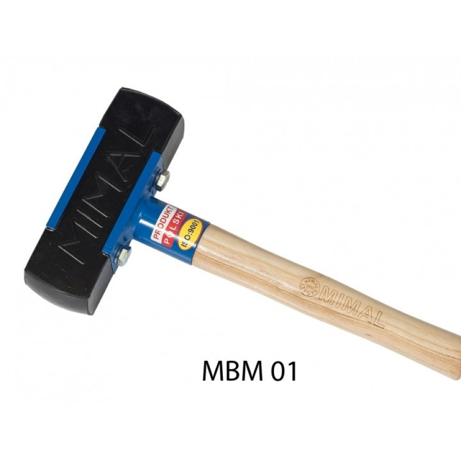 MIMAL MBM01 Pflasterhammer Gummihammer 2 kg 375 mm Vierkantkopf 60 mm