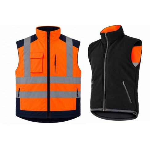 Gefütterte Arbeitsweste Warmweste Herren Winter Weste Warnweste L41314 Orange