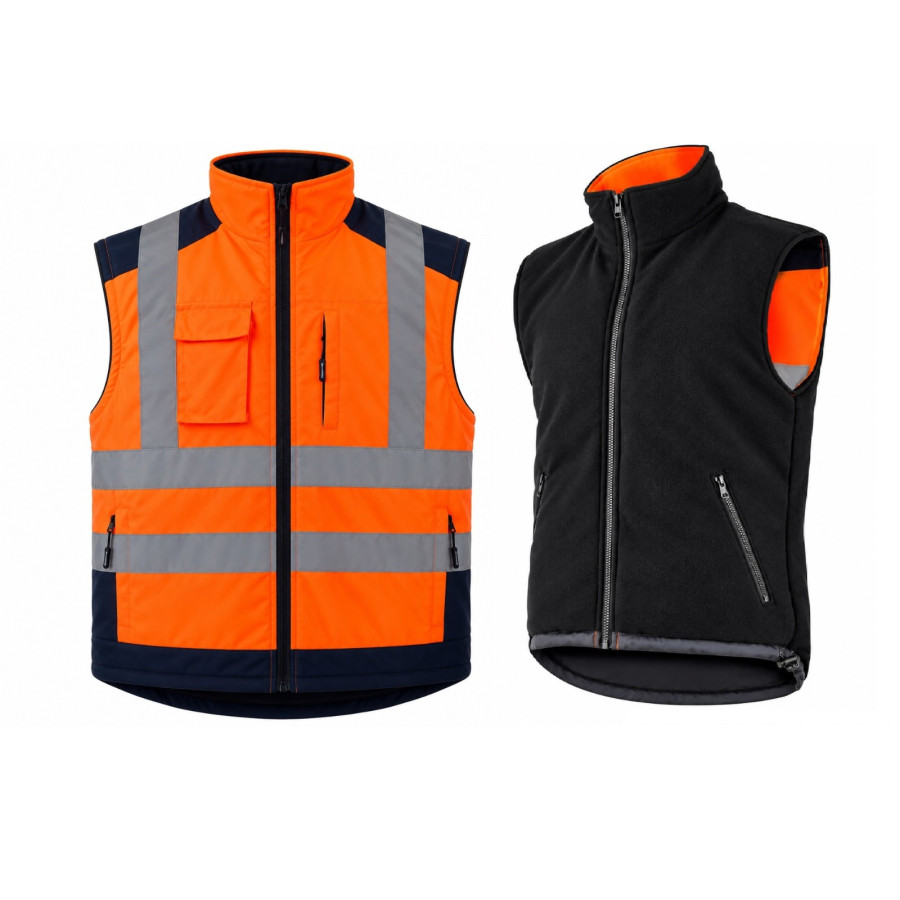 Gefütterte Arbeitsweste Warmweste Herren Winter Weste Warnweste L41314 Orange