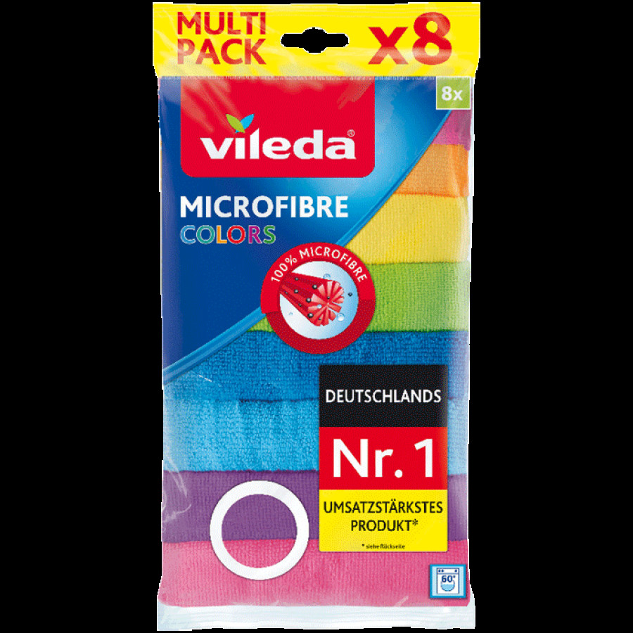 8er Pack Vileda Microfaser Colors XXL Allzwecktuch Mikcrofaser Microfasertuch 