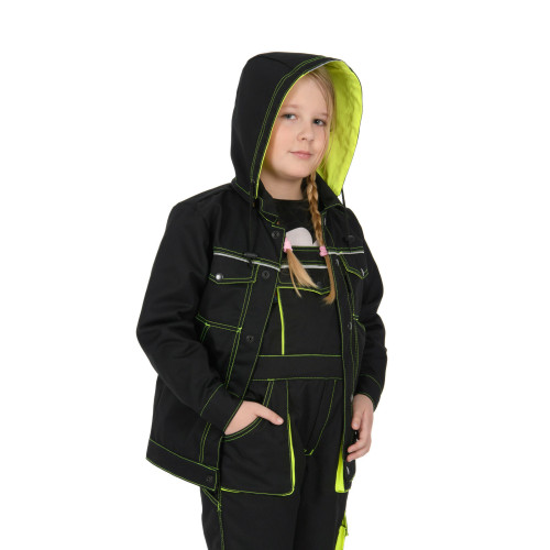 Jacke für Kinder Kinderjacke NIZO BD SCHWARZ Übergangsjacke Kapuze Arbeitsjacke 