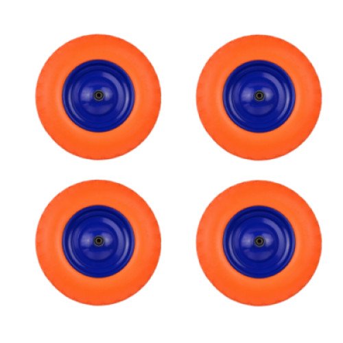 4 x Gummirad PU 400 Schubkarrenrad Mit Achse 4.80/4.00-8 Vollgummi Rad G71024