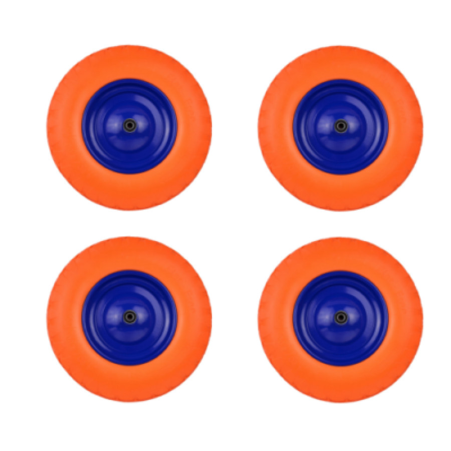 4 x Gummirad PU 400 Schubkarrenrad Mit Achse 4.80/4.00-8 Vollgummi Rad G71024