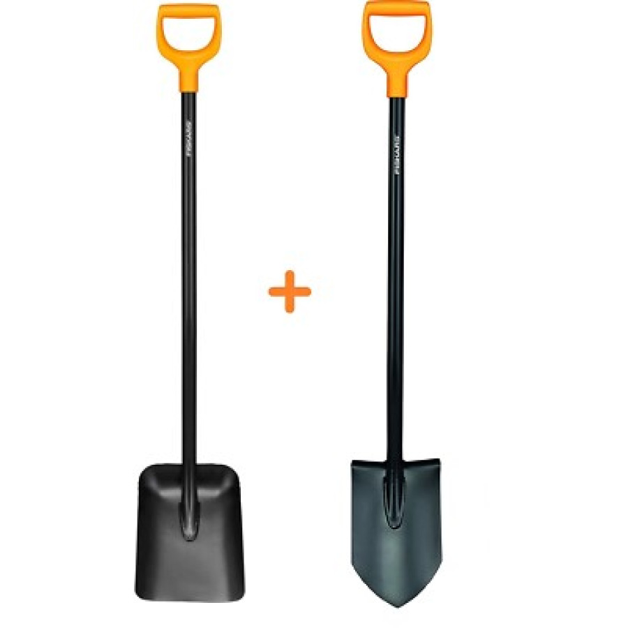 FISKARS SET Gartenschaufel 132403 Schaufel + Spitz SOLID Gärtnerspaten 131413