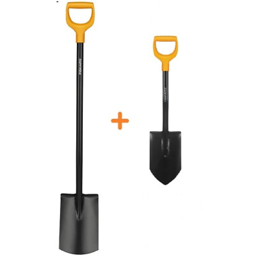 FISKARS SOLID SET Gartenspaten Rund Solid 131403 + Mini Spaten 131417 Mehrzweck