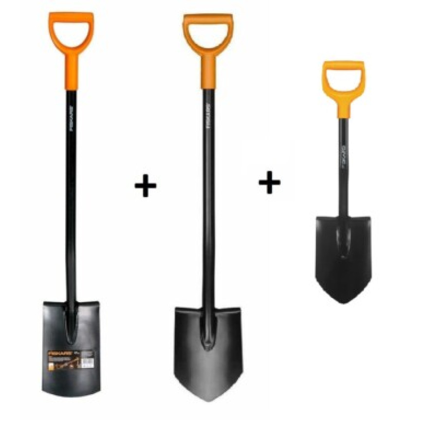 FISKARS SOLID SET Gartenspaten 131403 + 131413 + 131417 Mini Mehrzweck Spaten