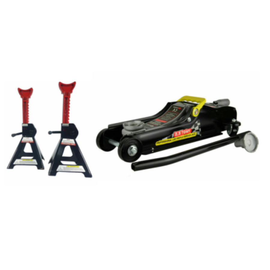 Rangierwagenheber G02032 Autoheber 2,5T Hubhöhe 80-360mm + 2 Unterstellböcke 3T