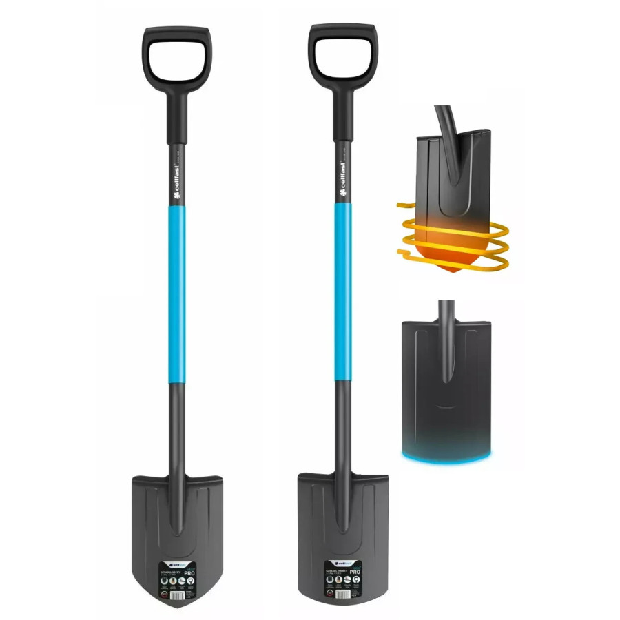 Cellfast 40-204 Gärtnerspaten SPITZ + Cellfast 40-203 RUND Gartenspaten Set