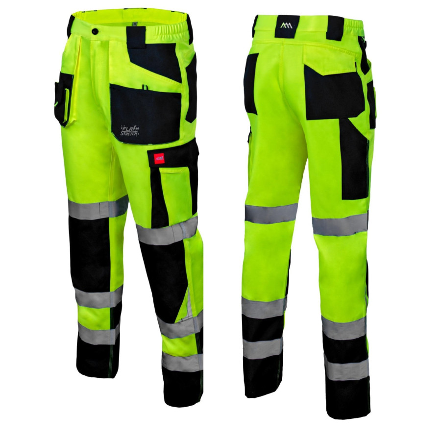 Herren Hose Arbeitshose Sicherheitshose FLASH YELLOW Schutzhose Warnschutzhose
