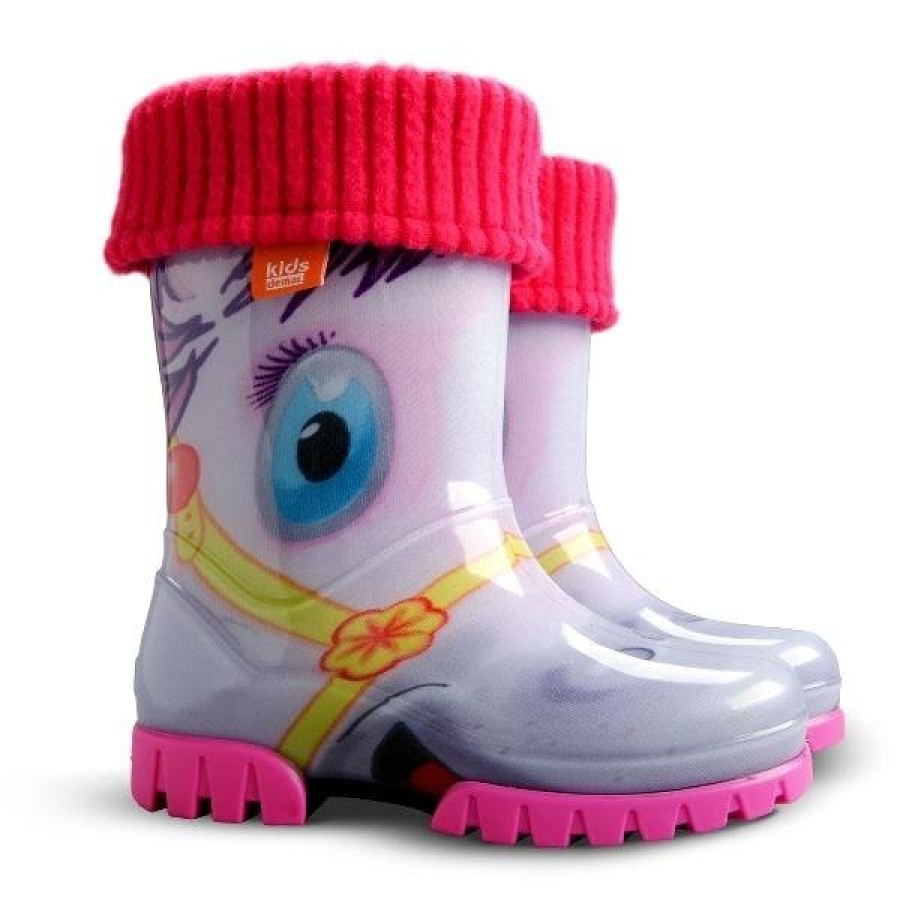 Kinder Regenstiefel Gefüttert Leichte Gummistiefel mit PONY Größe 20 21 0038HA