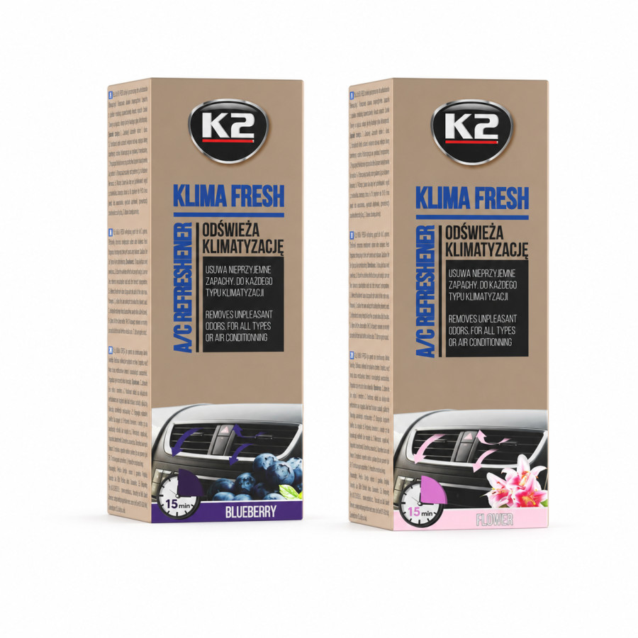 K2 Klima Fresh 2er Set Klimaanlagenreiniger Blueberry + Flower 2x150 ml