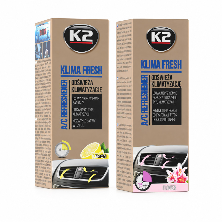 K2 Klima Desinfektion Fresh 2er Set Klimaanlagenreiniger Lemon + Flower 2x150ml