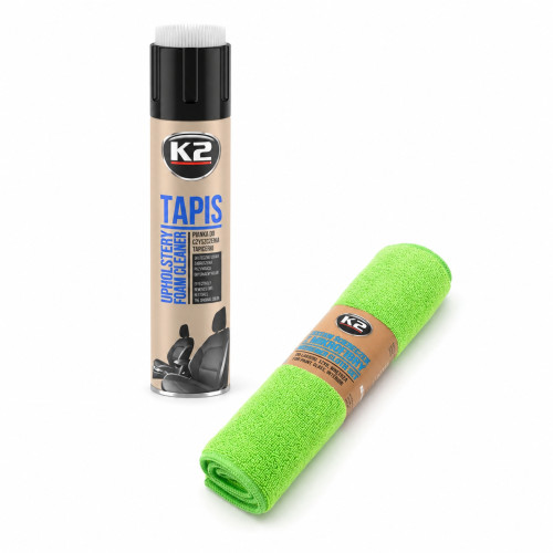 K2 Tapis Polsterreiniger Set 600ml mit Bürste 4 Mikrofasertücher K206B K710