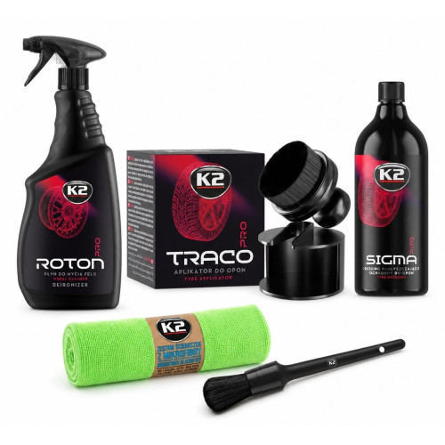 K2 Felgenreinigung Reifenpflege Set Roton Pro 750ml Sigma Pro 1L Pinsel Tücher