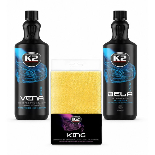 K2 Autowäsche Komplettset Bela Pro Blueberry Vena Pro 2x1L Shampoo Trockentuch