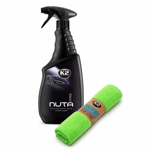 K2 Auto Glasreinigungsset Nuta Pro 750ml Scheibenreiniger 4 Mikrofasertücher