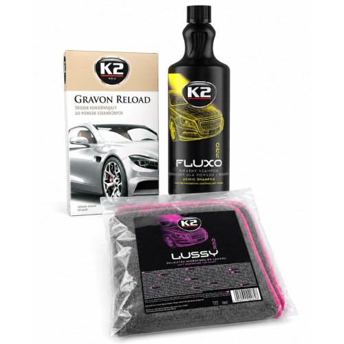 K2 Keramikpflege Premium Set Fluxo Pro 1L Gravon Reload 250ml Mikrofasertuch