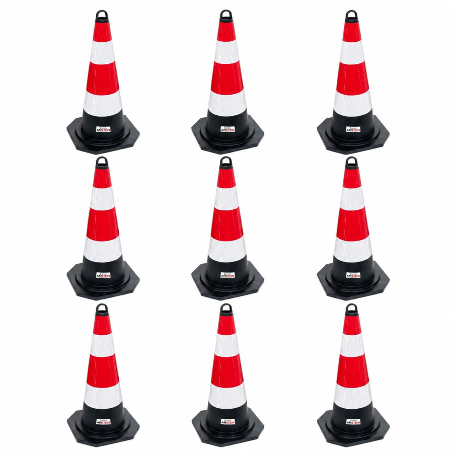 9x Warnkegel Warnleitkegel Verkehrsleitkegel Verkehrskegel 60cm Amstein AM-07