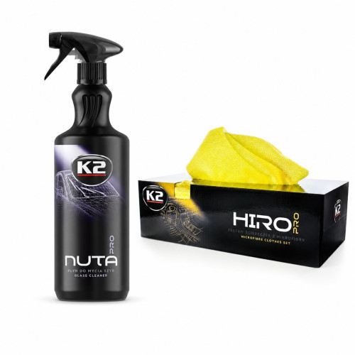 K2 Nuta Pro 1L Glasreiniger Set 30x Hiro Mikrofasertücher Autoglas