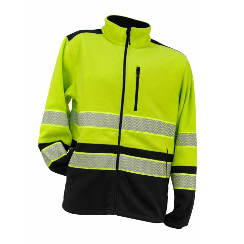 Gelbe Arbeitspullover Fleecejacke mit Reflexstreifen Warnschutzpulli URG 995 Neu