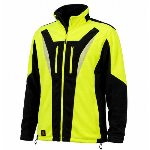 Gelbe Arbeitspullover Fleecejacke mit Reflexstreifen Warnschutzpulli URG 987 Neu