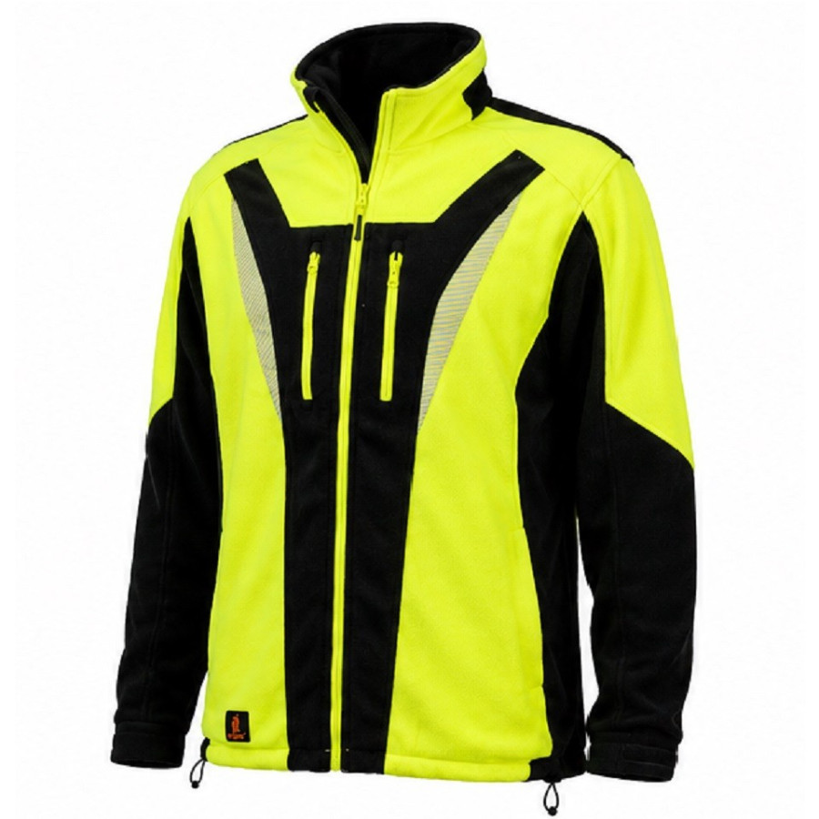 Gelbe Arbeitspullover Fleecejacke mit Reflexstreifen Warnschutzpulli URG 987 Neu