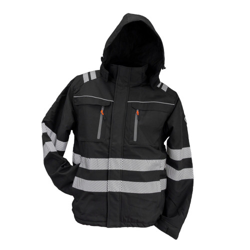 Winterjacke Arbeitsjacke Schwarze Jacke mit Reklexstreifen Berufsjacke URG 920