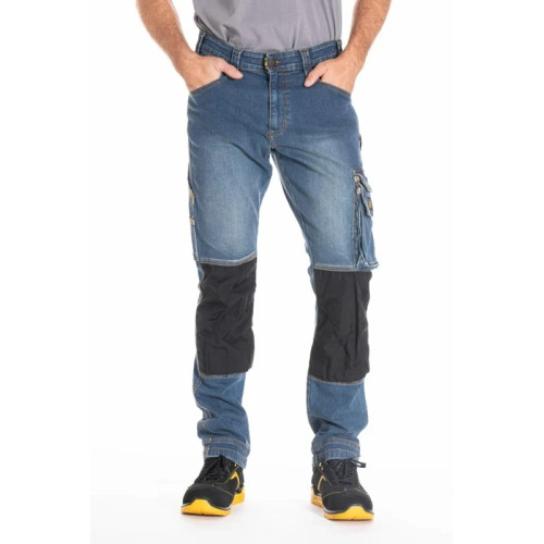 Rica Lewis JOBPRO Arbeitsjeans Herren Stretch Arbeitshose mit Knietaschen Blau